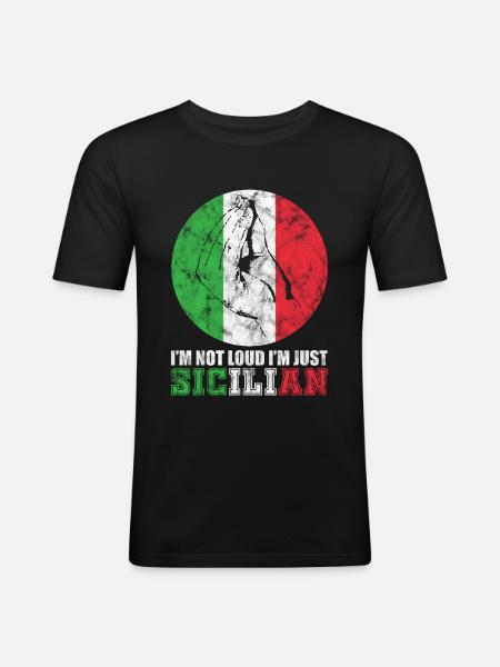 Italy Sicily hand gesture - Men's Slim Fit T-Shirt - black