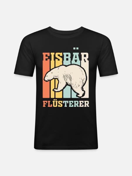 Eisbär Flüsterer - Männer Slim Fit T-Shirt - Schwarz