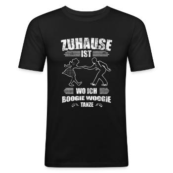 Boogie Woogie Turniertanz - Männer Slim Fit T-Shirt - Schwarz - Vorne - Nik (191cm)