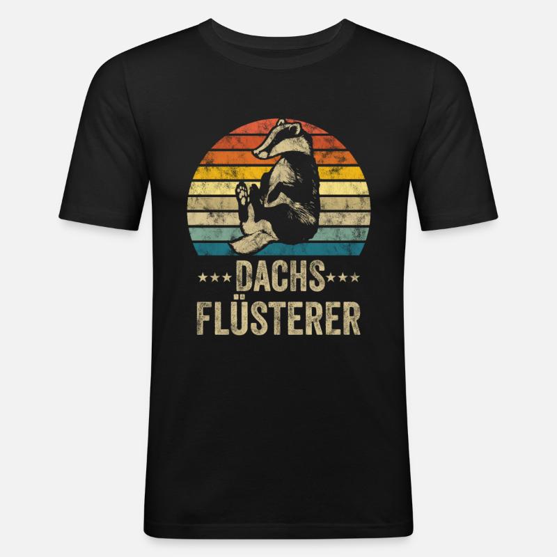 Dachs Flüsterer - Männer Slim Fit T-Shirt - Schwarz