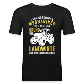 Landmaschinenmechaniker - Männer Slim Fit T-Shirt - Schwarz - Vorne - Nik (191cm)