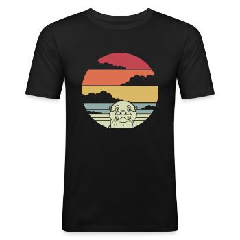 Otter - Männer Slim Fit T-Shirt - Schwarz - Vorne - Nik (191cm)