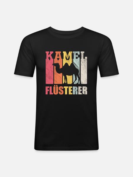 Kamel Flüsterer - Männer Slim Fit T-Shirt - Schwarz
