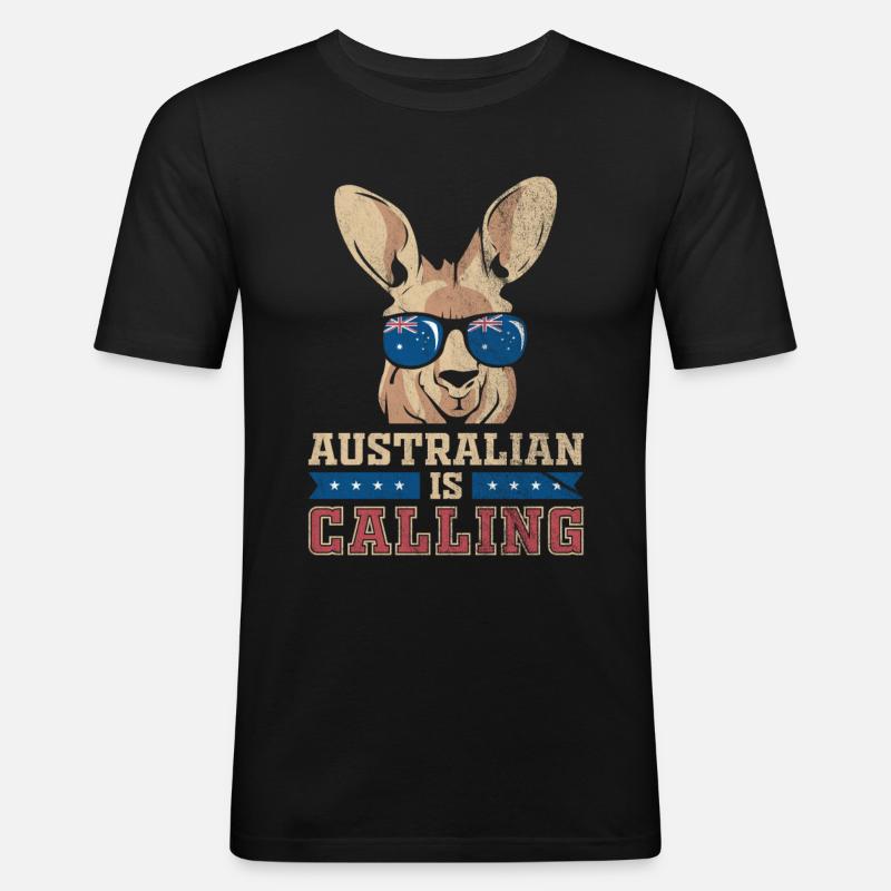 Känguru Australien Tier Outback Geschenkidee - Männer Slim Fit T-Shirt - Schwarz