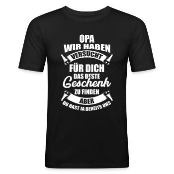 Opa Enkelkind Geschenk - Männer Slim Fit T-Shirt - Schwarz - Vorne - Nik (191cm)
