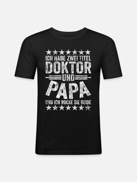 Doktortitel 10 - Männer Slim Fit T-Shirt - Schwarz