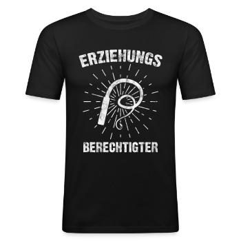 Lustiges Erziehungsberechtigter & Peitsche Motiv - Männer Slim Fit T-Shirt - Schwarz - Vorne - Nik (191cm)
