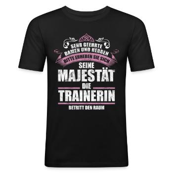 Trainerin Sprüche Geschenk - Männer Slim Fit T-Shirt - Schwarz - Vorne - Nik (191cm)