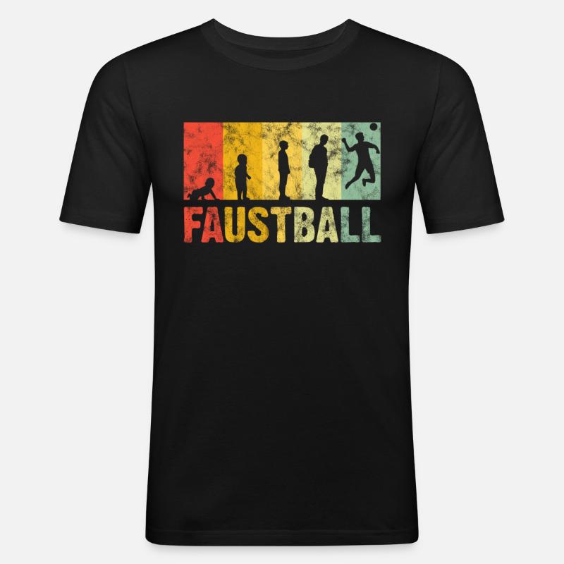Faustball Retro - Männer Slim Fit T-Shirt - Schwarz