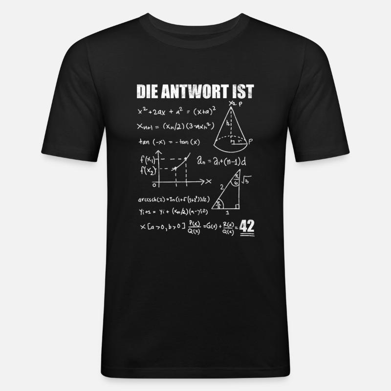 Die Antwort ist 42 - Männer Slim Fit T-Shirt - Schwarz