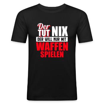 Lustiges Soldaten Sprüche Geschenk - Männer Slim Fit T-Shirt - Schwarz - Vorne - Nik (191cm)