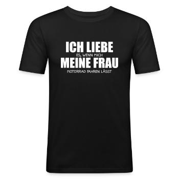 Motorradfahrer Motorrad Biker Geschenkidee - Männer Slim Fit T-Shirt - Schwarz - Vorne - Nik (191cm)