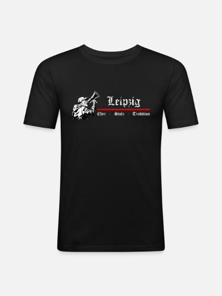 Leipzig Ehre Stolz Tradition - Männer Slim Fit T-Shirt - Schwarz