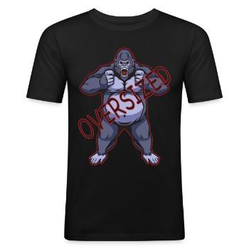 Gorilla Oversized Powerlifting Heavyweight Bulking - Männer Slim Fit T-Shirt - Schwarz - Vorne - Nik (191cm)