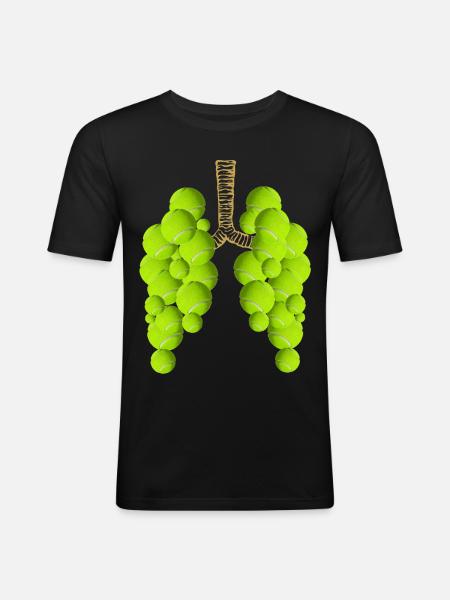 Lunge Tennisball - Männer Slim Fit T-Shirt - Schwarz