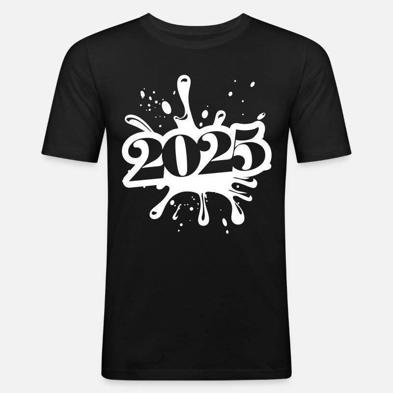 2025 klecks - Männer Slim Fit T-Shirt - Schwarz