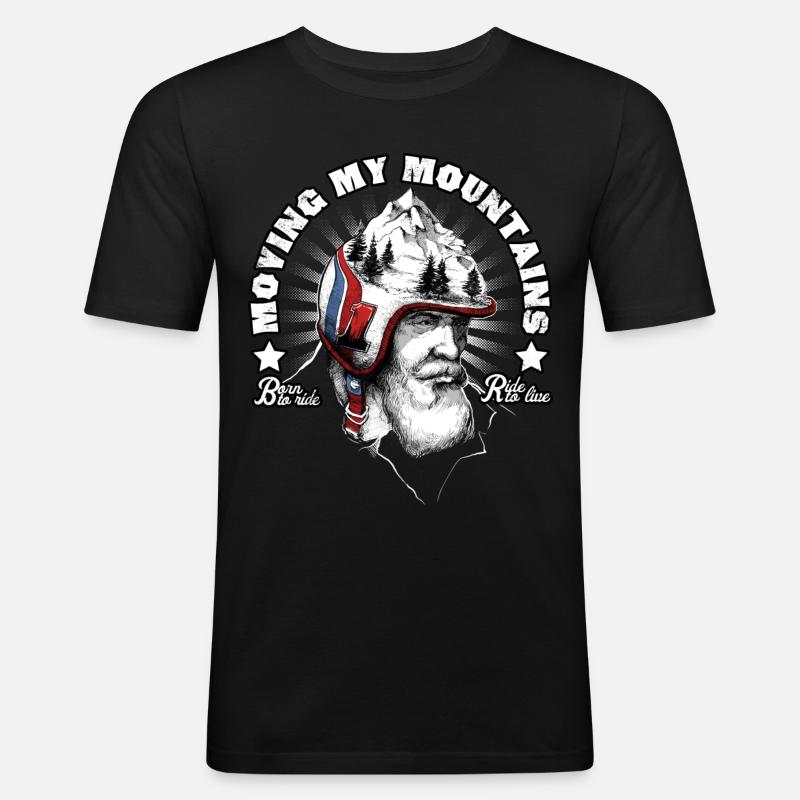 Biker und Berge - Männer Slim Fit T-Shirt - Schwarz