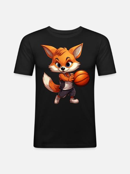 Basketball Fox - Men's Slim Fit T-Shirt - black