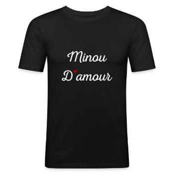Minou d'amour - T-shirt près du corps Homme - noir - Devant - Nik (191cm)