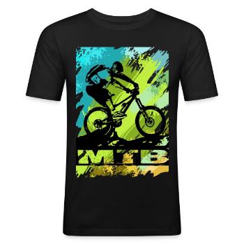 MTB Bike - Männer Slim Fit T-Shirt - Schwarz - Vorne - Nik (191cm)