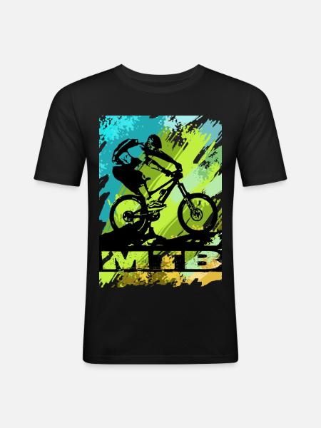 Vélo VTT - T-shirt près du corps Homme - noir