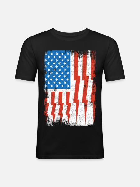 Electrician US Flag - Men's Slim Fit T-Shirt - black
