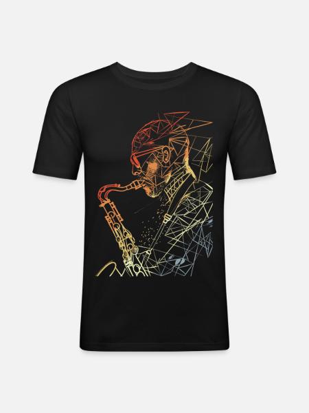 Saxophonist Retro - Men's Slim Fit T-Shirt - black