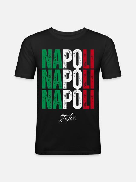 Naples Italy, souvenir of Naples - Men's Slim Fit T-Shirt - black