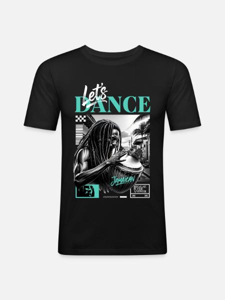 Lets Dance Jamaican Drummer - Men's Slim Fit T-Shirt - black