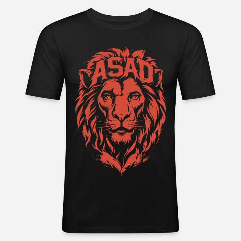 Roter Löwe ASAD Imperious Head - Männer Slim Fit T-Shirt - Schwarz