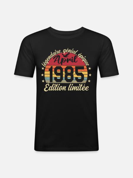 1985 April Anniversary April 1985 - Men's Slim Fit T-Shirt - black