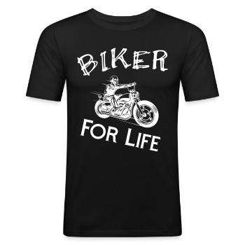 Motorcykel Biker Bike Racer Shirt - Herre Slim Fit T-Shirt - sort - Foran - Nik (191cm)