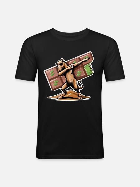 Dabbing Dromedary & Dubai Chocolate - Men's Slim Fit T-Shirt - black