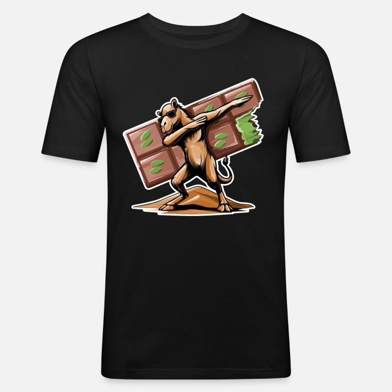Dabbing Dromedary & Dubai Chocolate - Men's Slim Fit T-Shirt - black