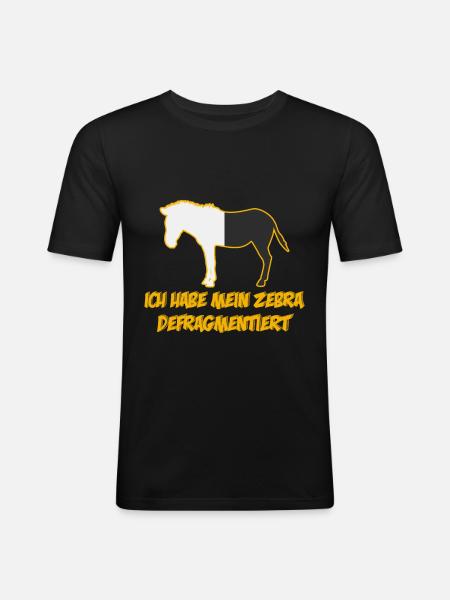 Zebra Defragmentiert Informatiker - Männer Slim Fit T-Shirt - Schwarz