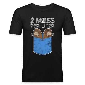 Two Moles Per Liter Chemie Geschenk - Männer Slim Fit T-Shirt - Schwarz - Vorne - Nik (191cm)