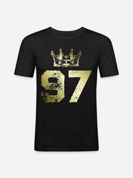 97 Number crown - Men's Slim Fit T-Shirt - black