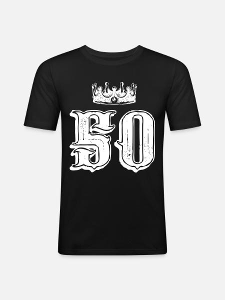 Couronne de 50 numéros - T-shirt près du corps Homme - noir