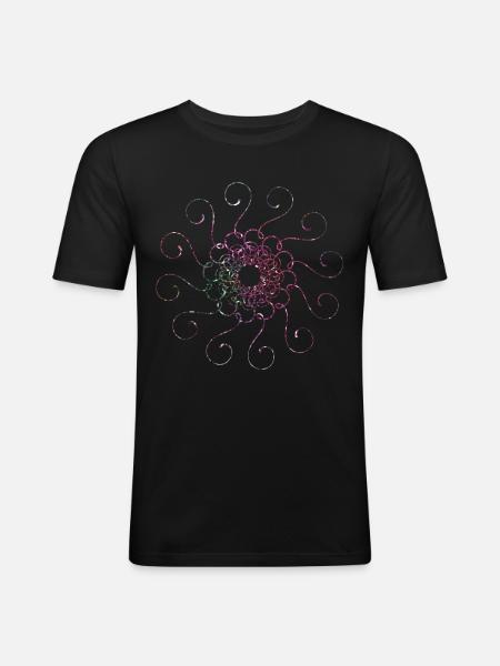 Mandala Paillettes - T-shirt près du corps Homme - noir