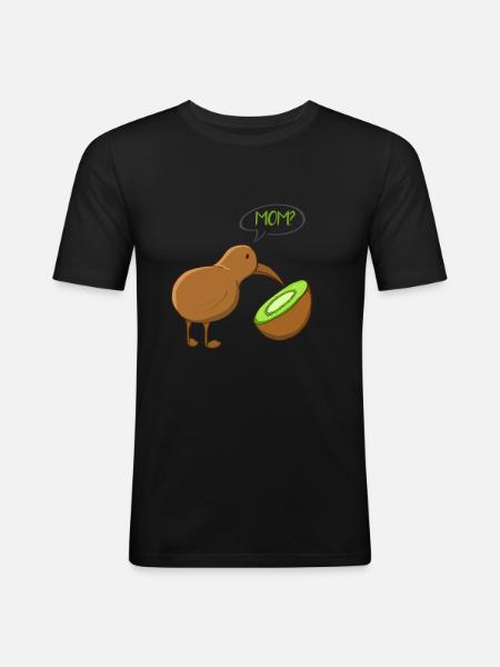 Kiwi Vogel Frucht - Männer Slim Fit T-Shirt - Schwarz