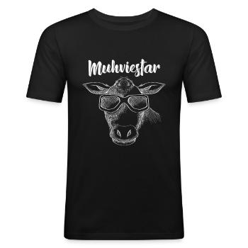 Muhviestar agriculture paysanne ferme - T-shirt près du corps Homme - noir - Devant - Nik (191cm)
