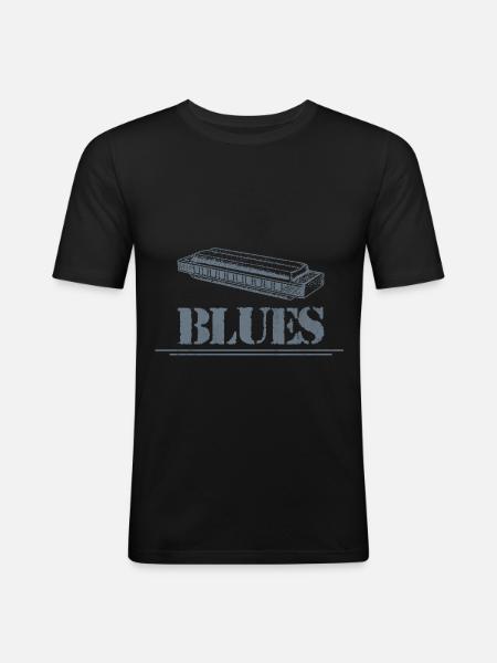 Harmonica Blues - Men's Slim Fit T-Shirt - black