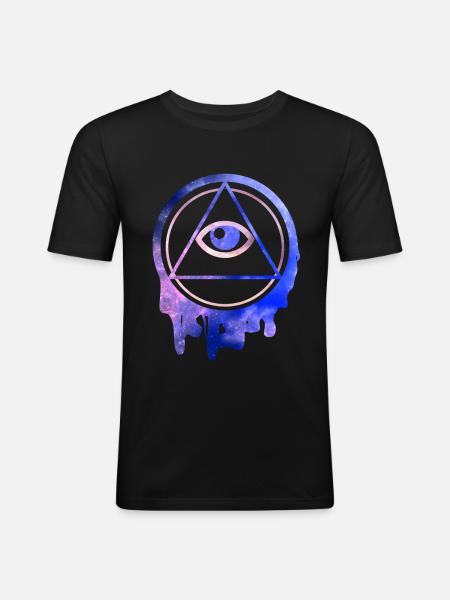 Alle Seeing Eye Illuminati-stjerner - Herre Slim Fit T-Shirt - sort