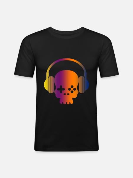 Crâne de jeu - T-shirt près du corps Homme - noir