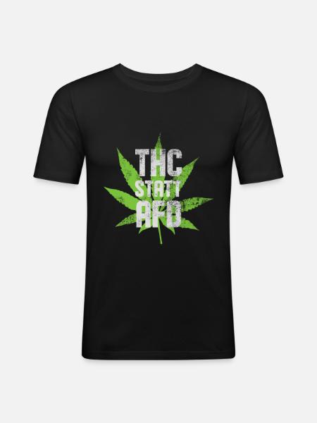 Thc Statt Afd Drôle Cannabis - T-shirt près du corps Homme - noir
