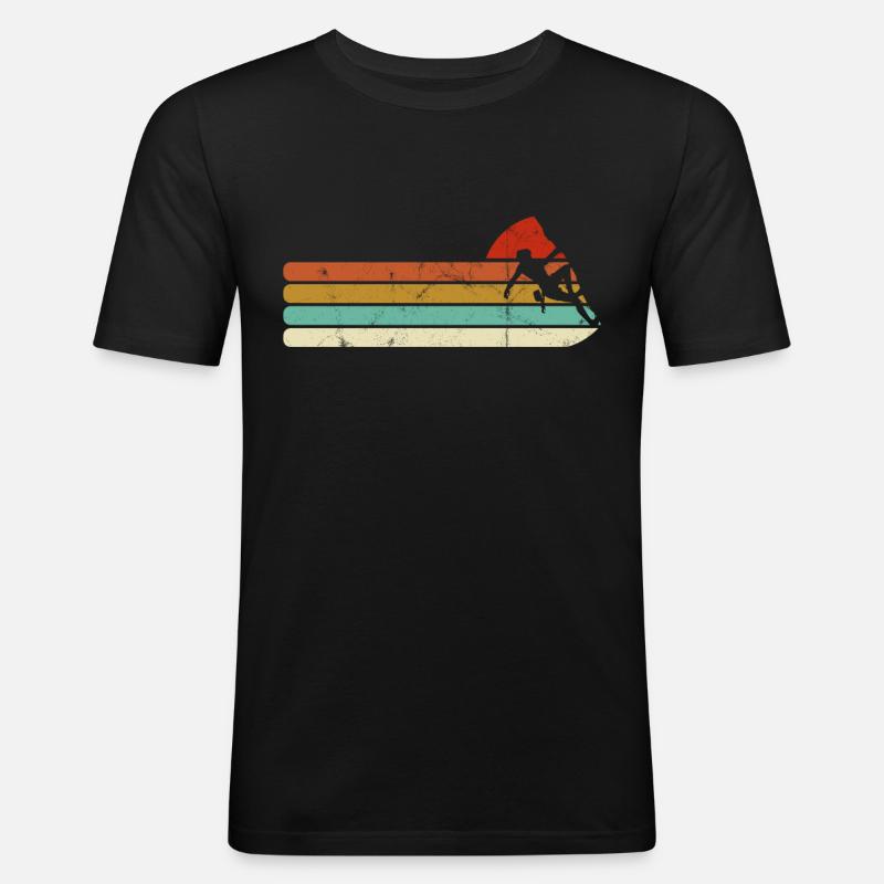 Kletterer Klettern Berge Retro - Männer Slim Fit T-Shirt - Schwarz