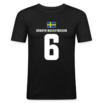 Schwedische Namen Fußball Sauf Mallorca Trikot - Männer Slim Fit T-Shirt - Schwarz - Vorne - Nik (191cm)