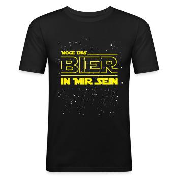 Möge das Bier in mir sein Statement - Männer Slim Fit T-Shirt - Schwarz - Vorne - Nik (191cm)