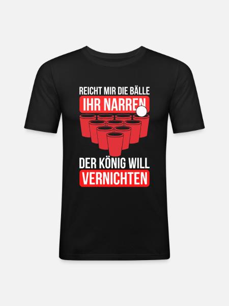 Bierpong - Männer Slim Fit T-Shirt - Schwarz