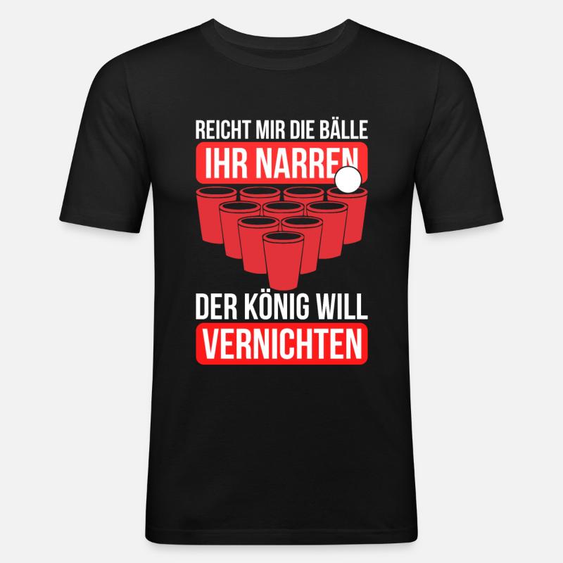 Bierpong - Männer Slim Fit T-Shirt - Schwarz